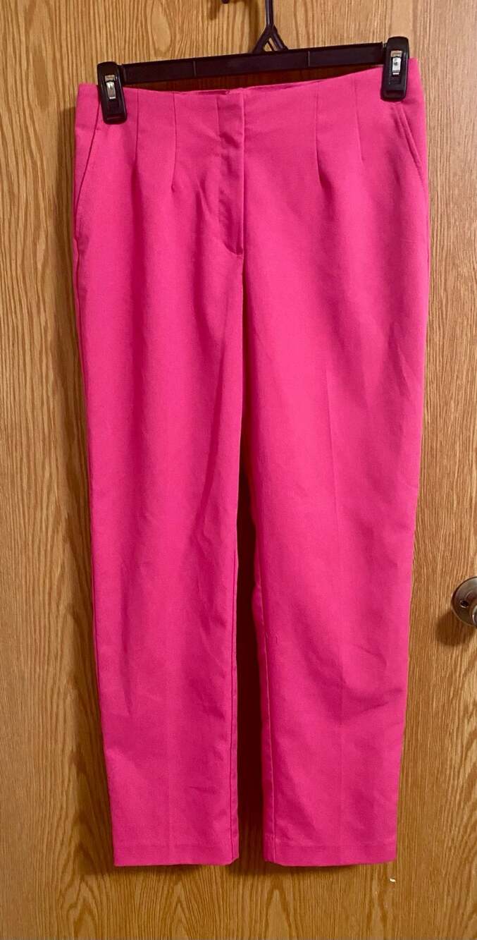 H&M Bright Pink High Waist Pleated Trousers Ankle Pants